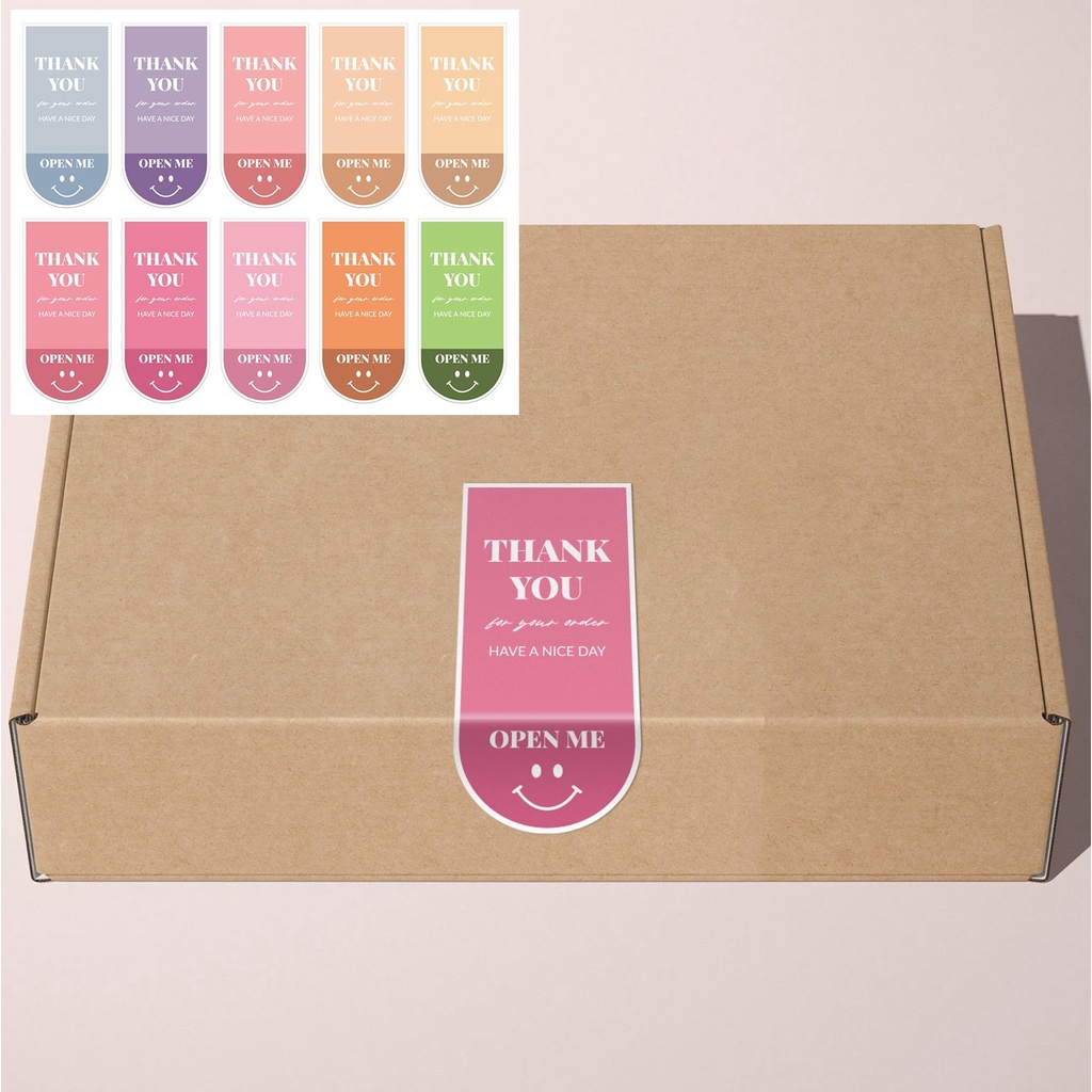 Tem niêm phong cảm ơn, nhãn dán thank you, tem thank you hình mặt cười tinh nghịch đáng yêu