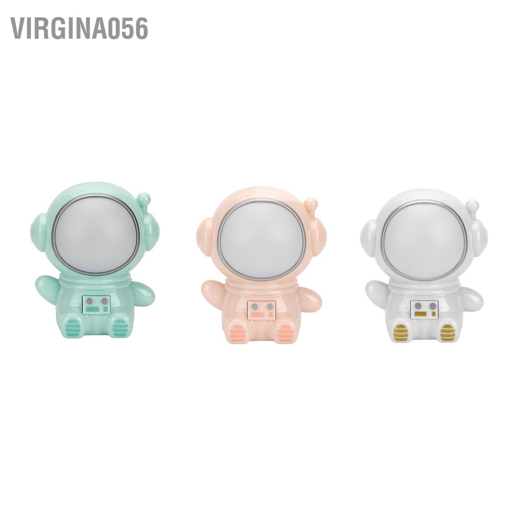 Virgina056 Đèn ngủ 3 chế độ LED Đầy màu sắc dễ thương Xuất hiện Phi hành gia Cổng USB Đầu giường cho Phòng Ký túc xá