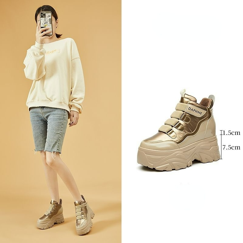 Giày Đế Dày Tăng Chiều Cao Phong Cách Retro Hợp Thời Trang Cho Nữ