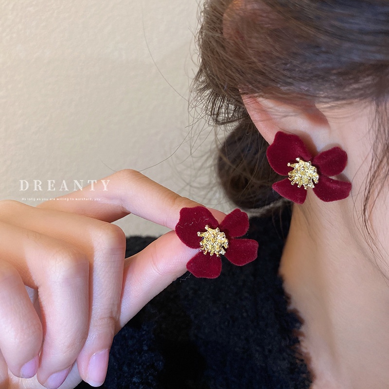 Khuyên Tai Kim Loại Cao Cấp Hình Hoa Phong Cách Pháp Cổ Điển Sang Trọng Dành Cho Nữ