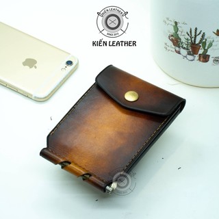 Ví kẹp tiền siêu nhỏ gọn,kiến leather, chất da bò đánh patina