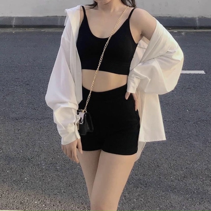 Quần đùi thể thao ôm tôn dáng lưng cao, quần ôm co giãn mặc đi chơi đi tập thoải mái