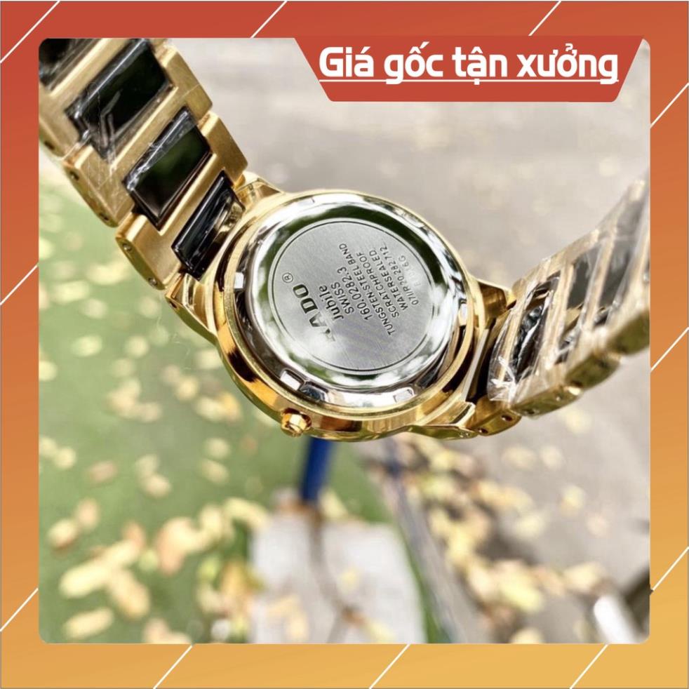 Đồng Hồ Nam Nữ RAD0 Sapphire L033 Viền Đá Đen, Dây Thép Đá Đen Máy Pin Nhật
