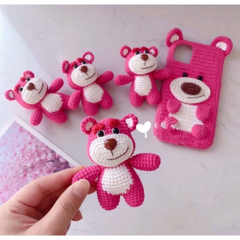 -Hàng có sẵn đan tay Gấu dâu tây hotrend quà tặng ý nghĩa Noel