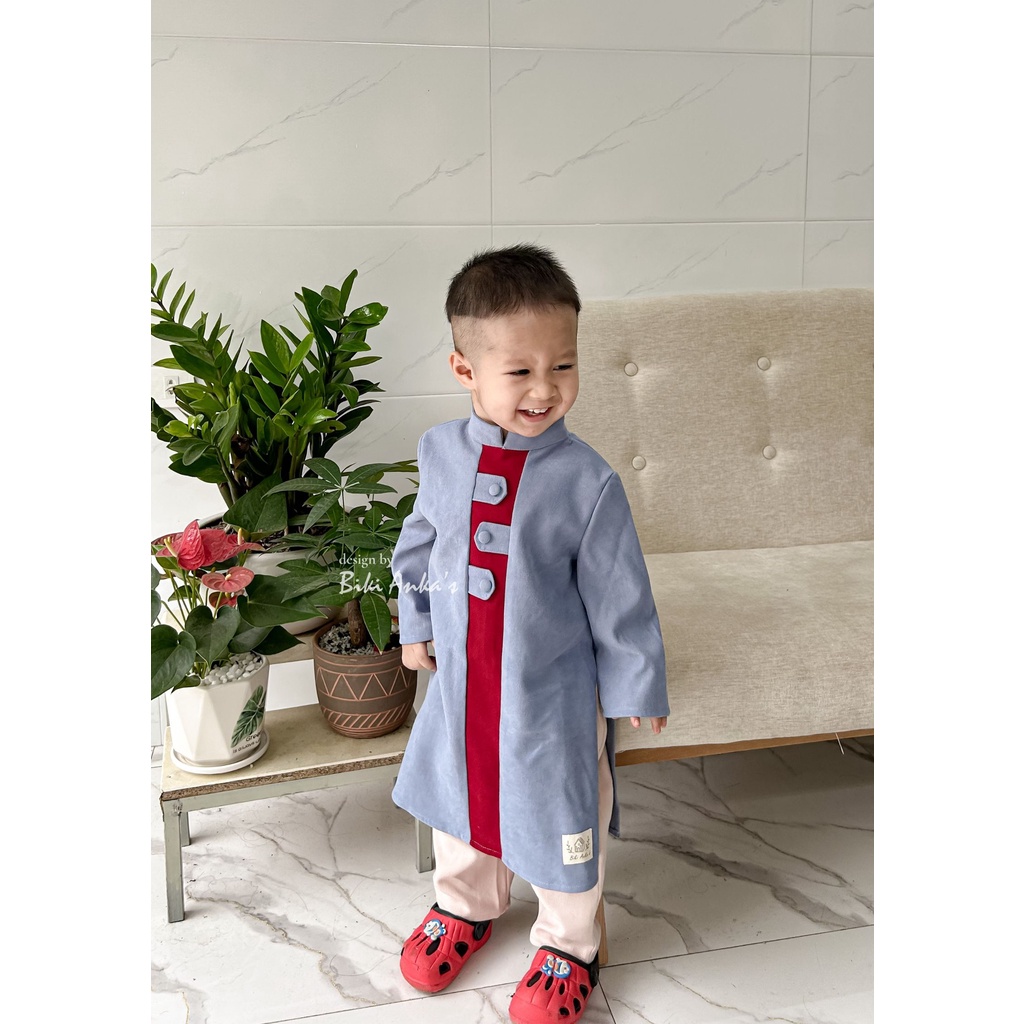 Áo Dài Tết Đôi Cách Tân Truyền Thống Cho Bé Trai Bé Gái Thiết Kế Biki Anka's