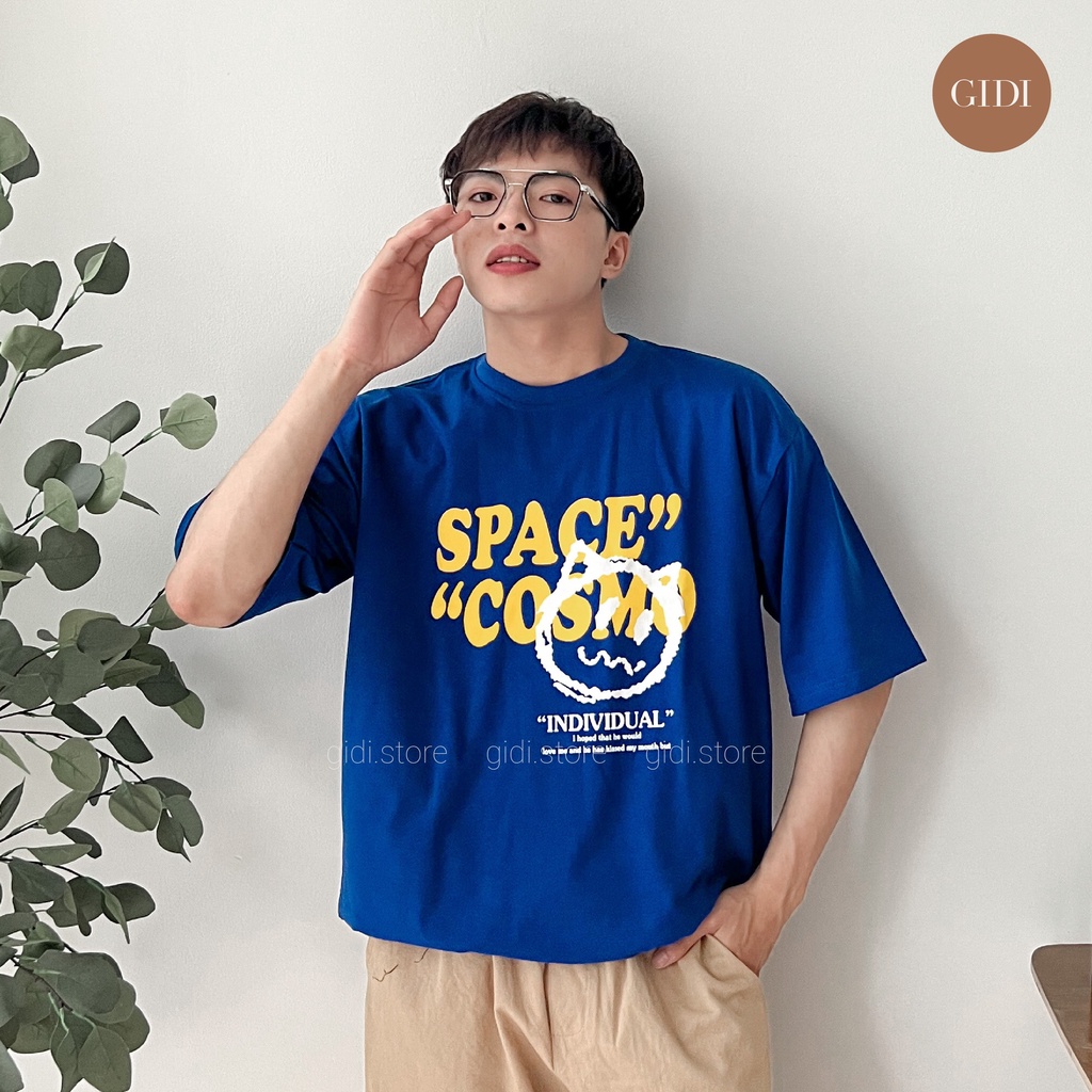Áo phông tay lỡ SPACE Nam nữ unisex - áo thun cổ tròn form rộng co giãn, thoáng mát, không nhăn GIDI