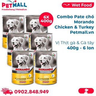Combo Pate chó Morando vị Thịt gà & Gà tây 400g - 6 lon Petmall