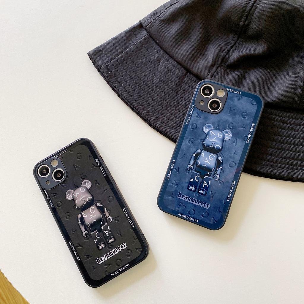 Ốp Điện Thoại Kính Cường Lực In Hình Gấu kaws Cho iPhone 14promax 14 13promax 12 11 X XS XSMAX