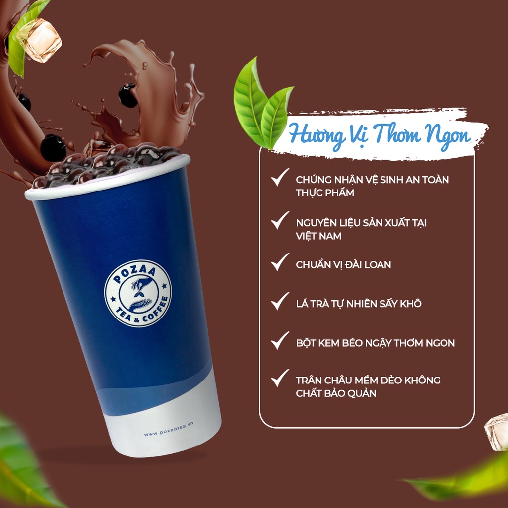 Set trà sữa POZAA tự pha vị socola thơm ngon đậm đà dễ làm thành phẩm 20 ly
