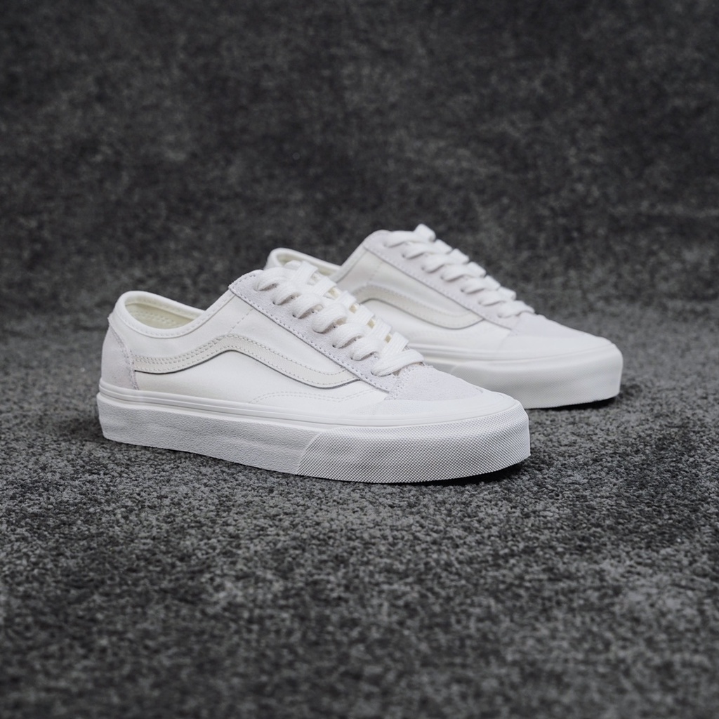 Giày Thể Thao VANS Style 36 Cecon SF Cổ Thấp Họa Tiết Kẻ Sọc Màu Trắng Phong Cách Cổ Điển 1923