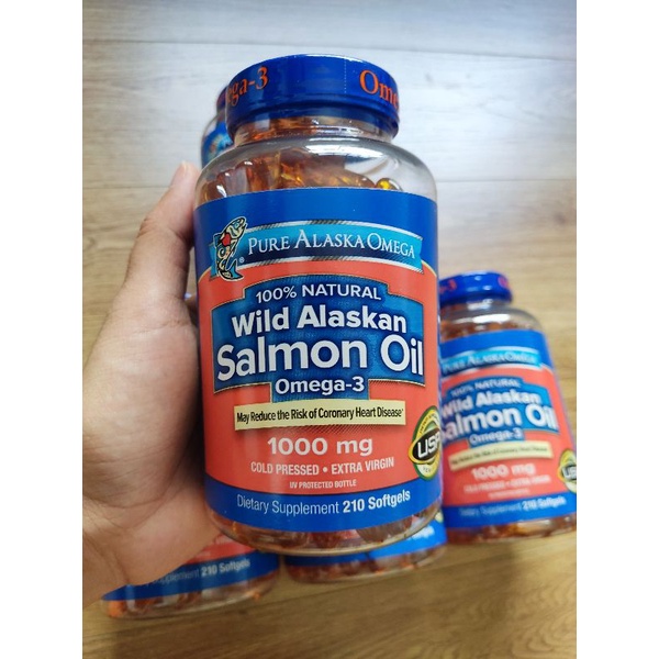 Dầu cá hồi Pure Alaska Omega 3 Wild Salmon oil 210 viên - Hàng Mỹ chính hãng