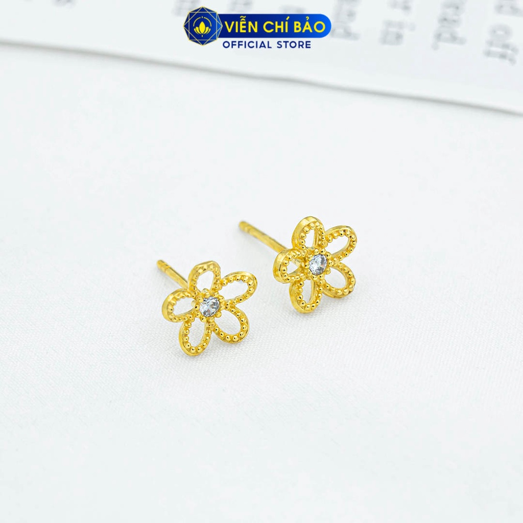 Bông tai nữ họa tiết hoa 5 cánh chất liệu Vàng 10k thời trang phụ kiện trang sức nữ Viễn Chí Bảo B800032