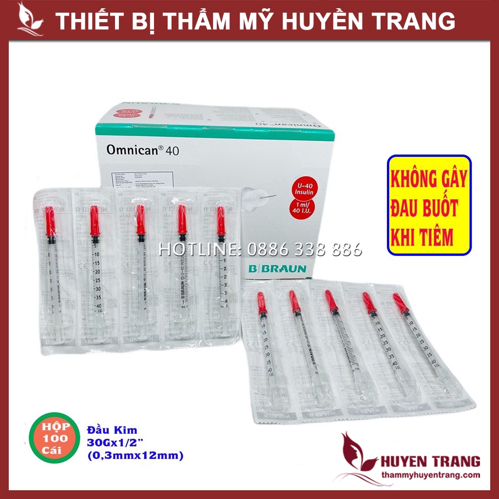 Kim Tiểu Đường 1ml B-Braun 30G Bẻ Được Đầu, 100 I.U-Nắp Cam, 40 I.U-Nắp Đỏ INSULIN