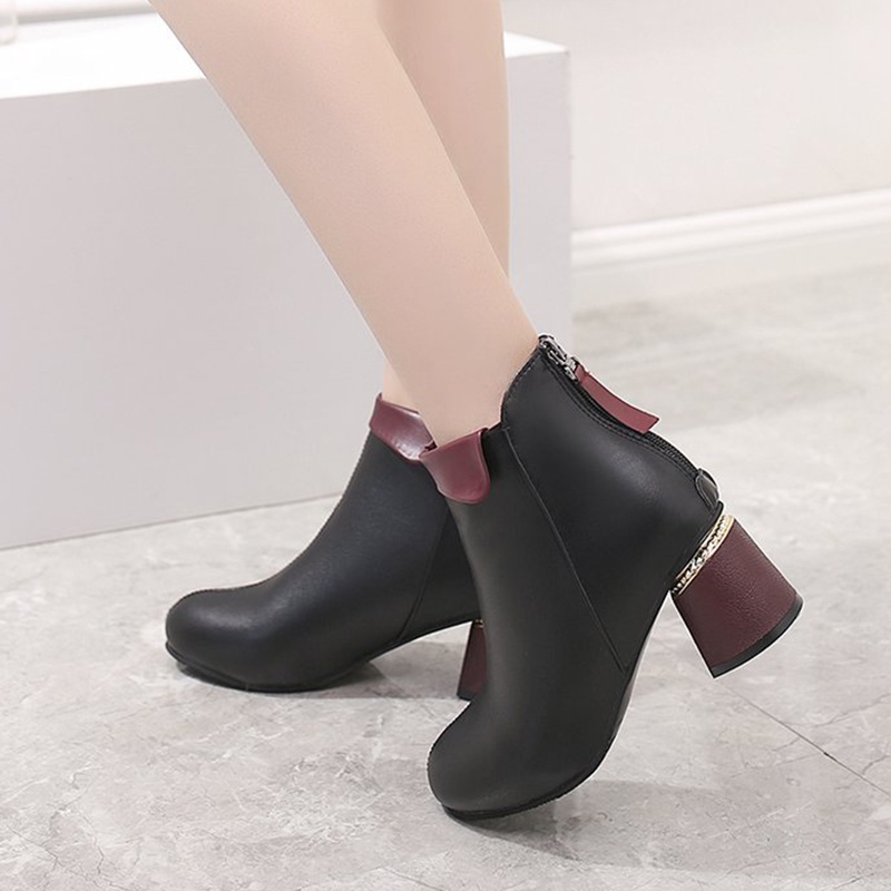 Giày Bốt Cao Gót Có Khóa Kéo Sau Lưng Phong Cách retro Dành Cho Nữ