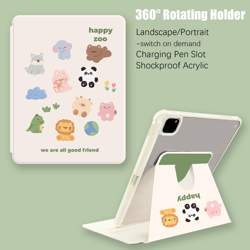 ốp lưng iPad 9 8 7 5 Mini 6 air5 air4 air3 air2 air1 pro 5 4 Ốp điện thoại mềm cho Case Bao da xoay 360 độ cho Bao da Bảo vệ trạng thái dân Mờ Nắp lưng cứng Ngủ tỉnh tự động Giá đỡ bút chì