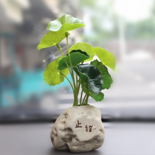 Chậu cây mini bằng gốm tử sa nhiều mẫu kèm nhành lá giả decor trang trí nhà cửa