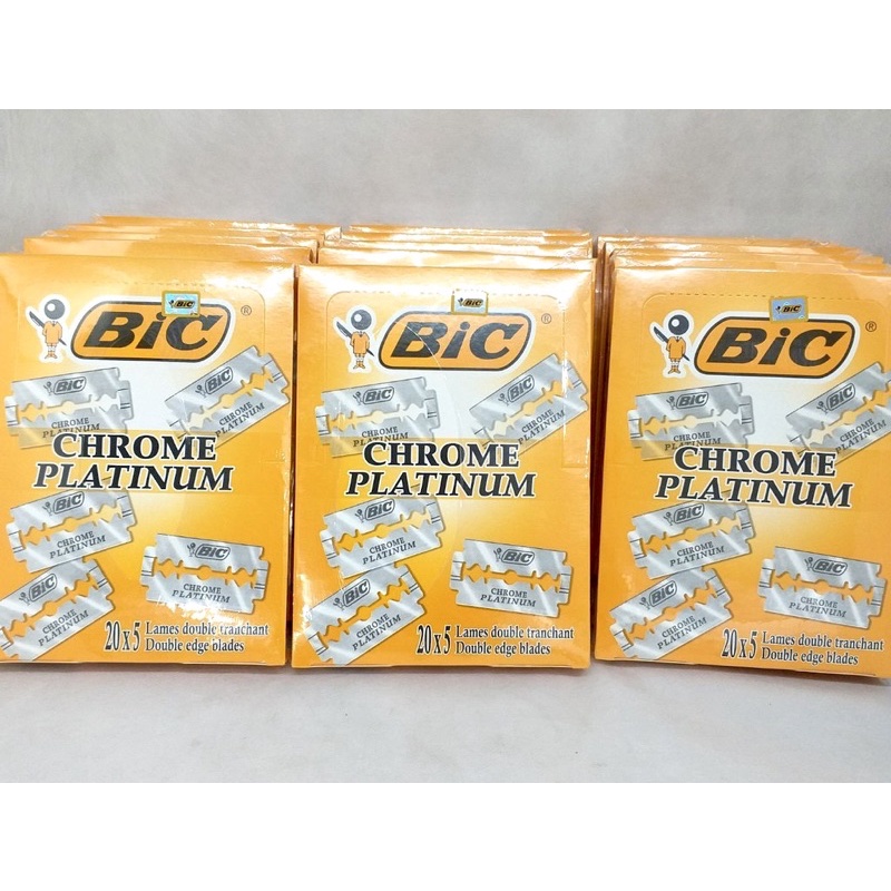 ( Hộp 100 lưỡi - 20x5 ) Lưỡi dao lam BiC Platinium - Hàng chính hãng