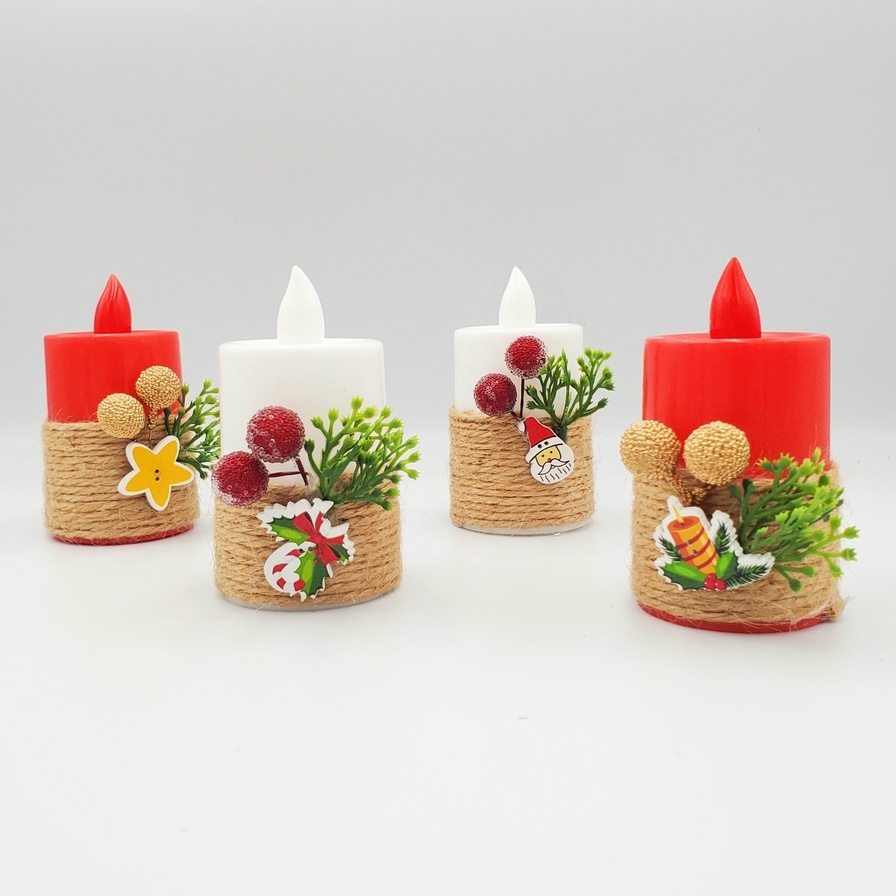 Nến bện dây thừng NEN24 trang trí noel giáng sinh, nến điện tử không khói