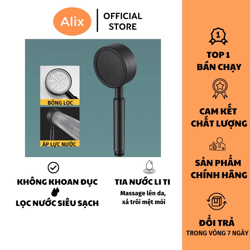 Vòi Sen Tăng Áp ALIX Vòi Hoa Sen Tắm Nóng Lạnh Inox Không Gỉ Tiết Kiệm Nước