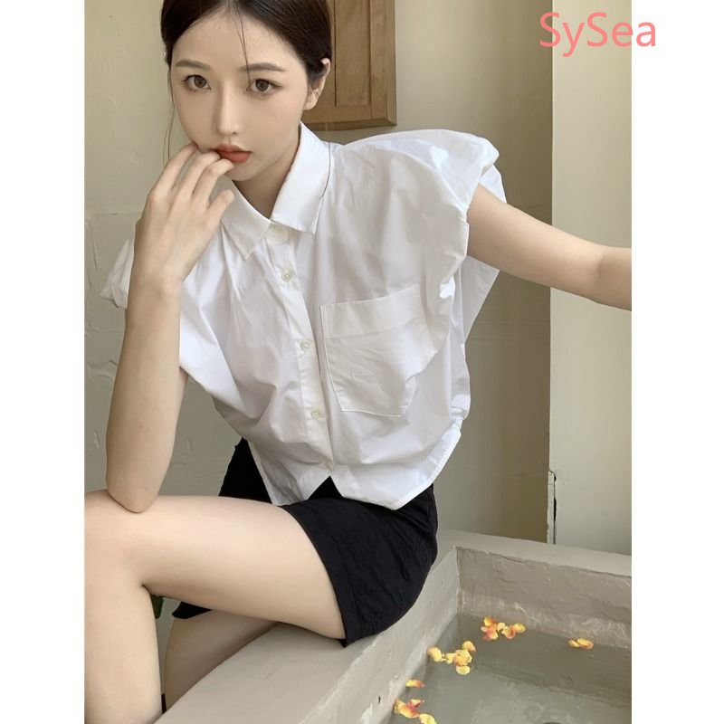 Áo Croptop Sát Nách Màu Trắng Dáng Rộng Thời Trang Mùa Hè Cho Nữ