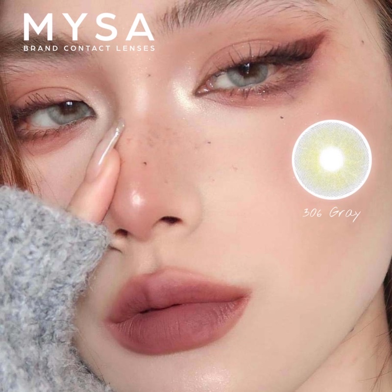 Lens Mắt Kính Áp Tròng Màu Xám Tây Ánh Xanh Nhẹ Không Viền Có Từ 0-6 Độ Cận