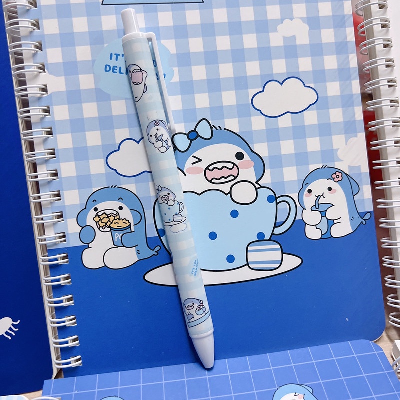 Bút Bi Viết Baby Shark - Bút Bi Bấm Học Sinh, Sinh Viên Văn Phòng Mực Đen