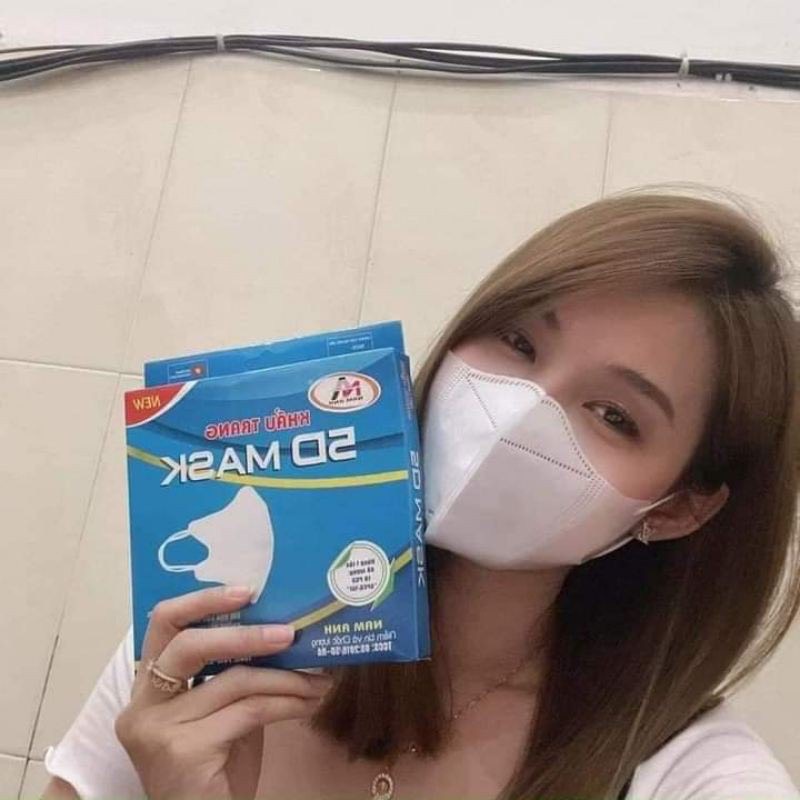 Khẩu Trang 5D Màu Trắng Hộp 10 Chiếc Dày 3 lớp  Kháng Khuẩn Tốt