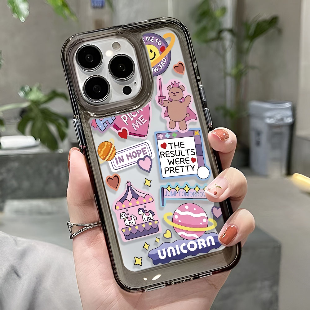 Ốp Điện Thoại Trong Suốt Hình Gấu Kỳ Lân Cho iphone 14 Pro Max 13 11 12 7Plus X XR XS Max 8 7