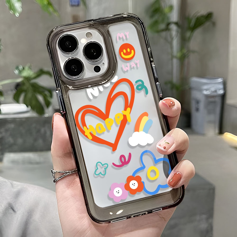 Ốp Điện Thoại Trong Suốt Họa Tiết Trái Tim Dễ Thương Cho iphone 14 Pro Max 13 11 12 7Plus X XR XS Max 8 7