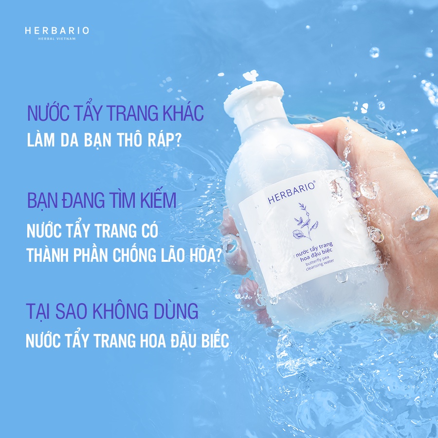 Nước tẩy trang Hoa Đậu Biếc herbario 300ml giảm lão hóa da