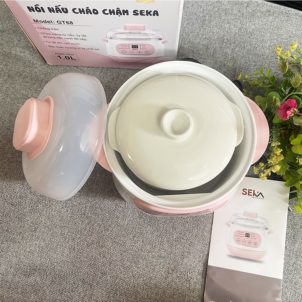 Nồi nấu cháo chậm cách thủy Seka 1L GT68 / 2L GT69 - Nồi nấu chậm chưng yến tự ngắt, không sợ cháy, không trào