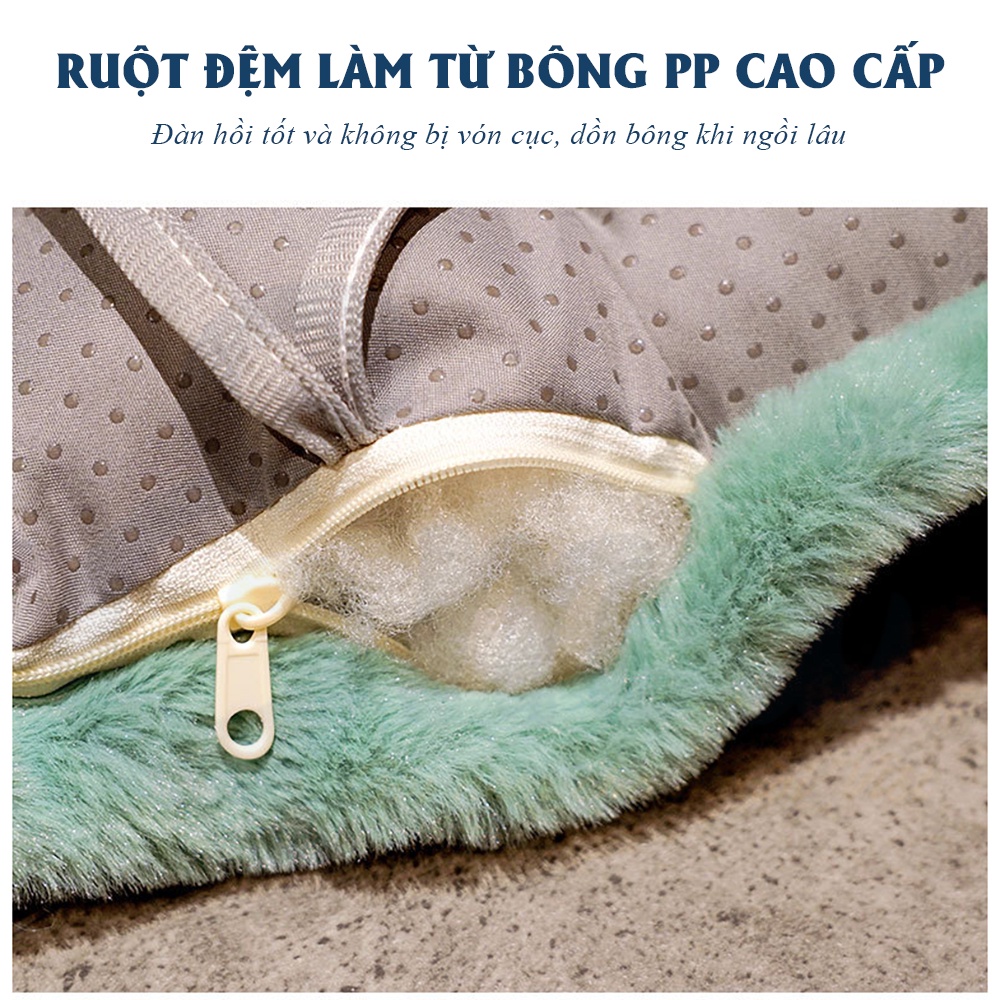 Đệm dài lót bông hình thú dễ thương Ema, Đệm bông lót ghế văn phòng đa năng cao cấp -Kích thước 85cmx45cm