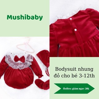 Váy bé gái, bodysuit bé gái nhung đỏ Mushi dành cho bé 3-12 tháng