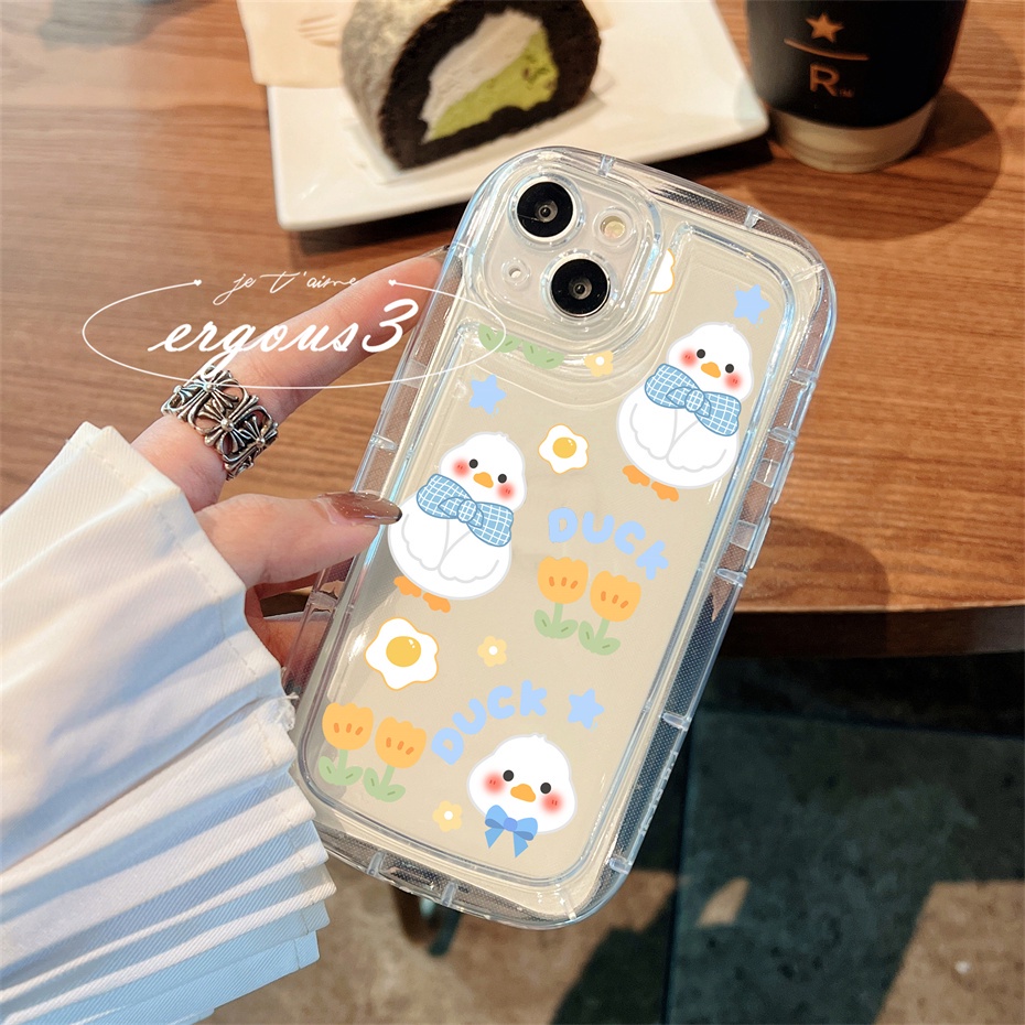 Ốp Điện Thoại TPU Mềm Đệm Khí In Hình Vịt Hoạt Hình Cho iPhone 14 13 12 11 Pro Max SE2020 X XR Xs Max 7 8 Plus