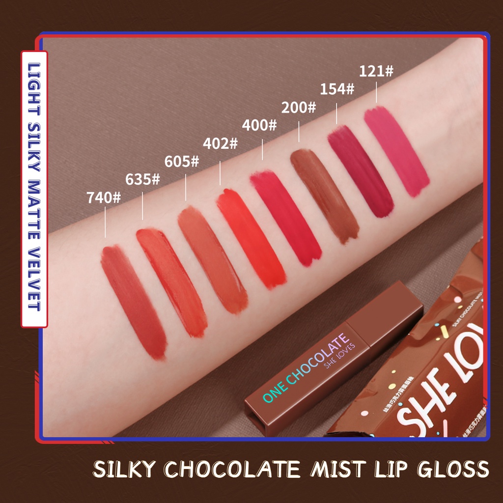 Sheloves sô cô la mờ son môi nhung mờ không phai son môi chất lượng cao mềm mượt son