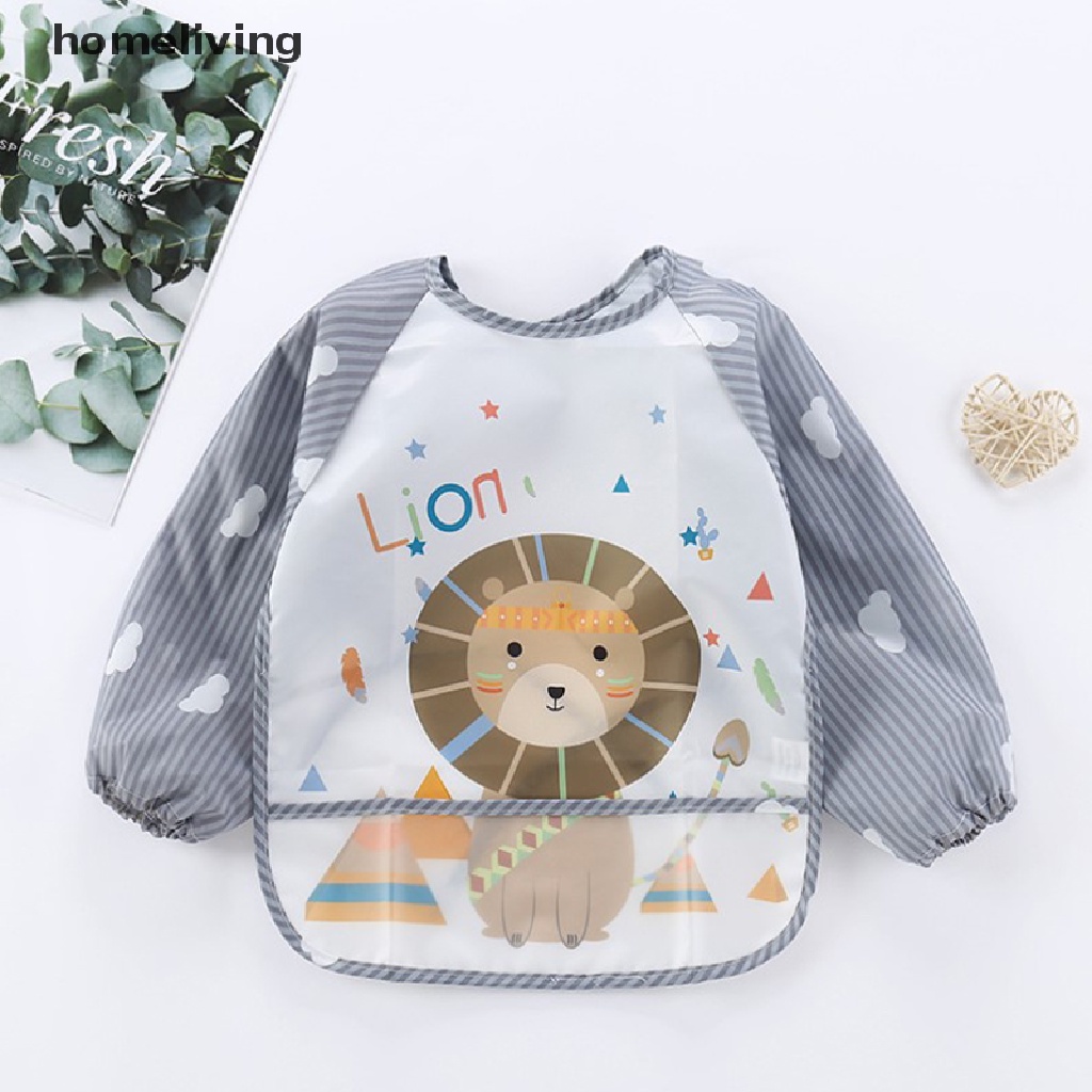 Yếm Ăn Tay Dài Chống Thấm Nước Có Túi Dành Cho Trẻ Em Mới Biết Đi