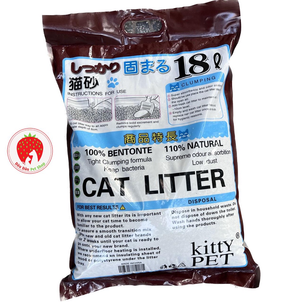 -	Cát vệ sinh dành cho mèo Litter Kitty Pet 18L – Cát nhật trắng.