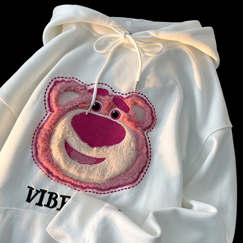 Áo Hoodie Dài Tay Thêu Hình Gấu Dâu Tây Disney Đáng Yêu | BigBuy360 - bigbuy360.vn