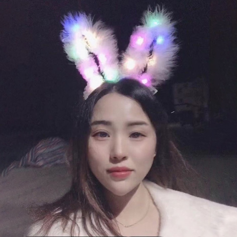Băng Đô Tai Thỏ Có Đèn Led Dễ Thương