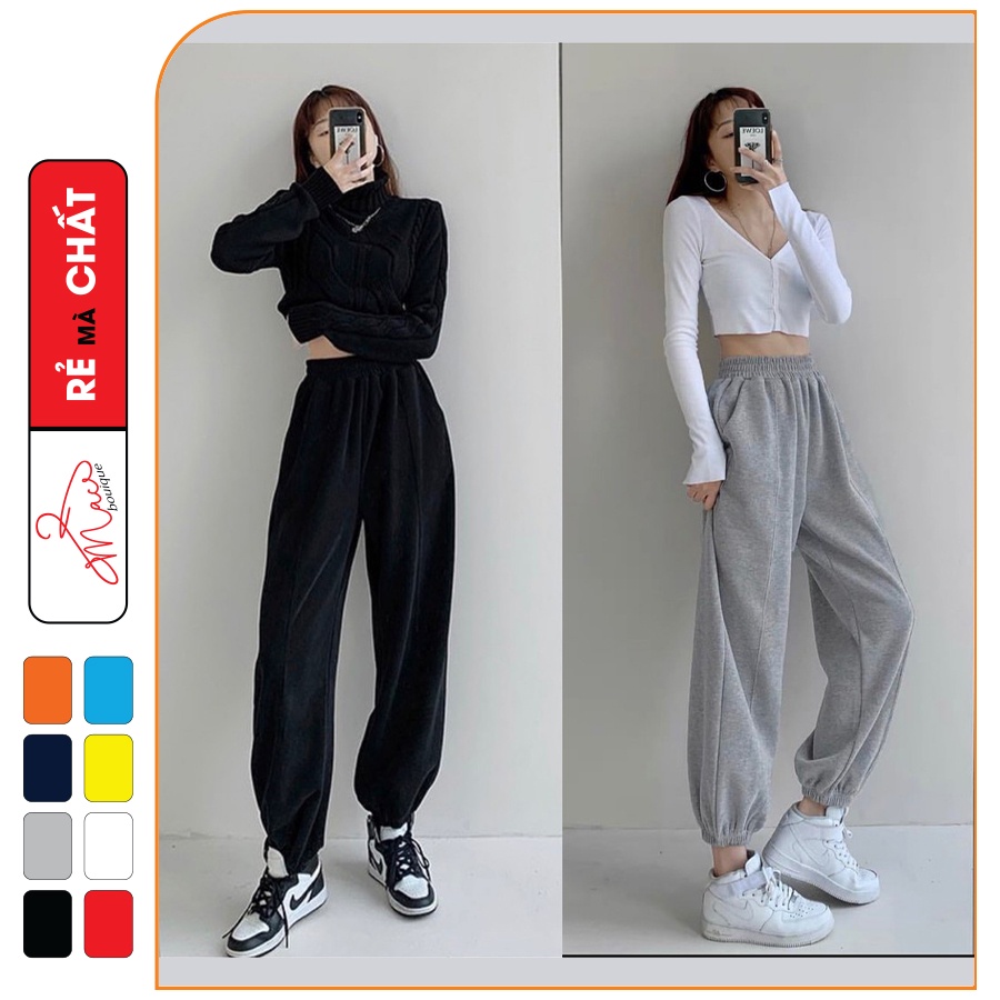 [Mã BMLT35 giảm đến 35K đơn 99K] Quần jogger nữ bo gấu trơn vải thun da cá baggy nu thời trang phong cách - MAC boutique