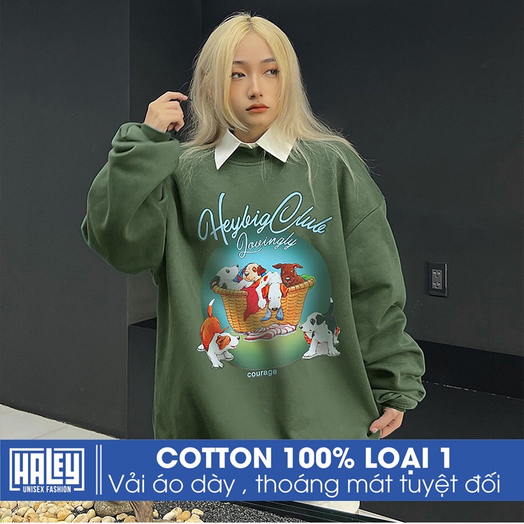 Áo Sweater Nam Nữ Unisex HS29 HALEY Phong Cách Street Style HEYBIGCLUB Hàn Quốc Chất Nỉ Bông