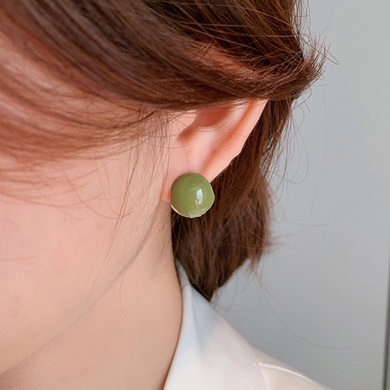 Bông Tai Hai Mặt Hình Tròn Đính Hạt Đậu Đỏ Phong Cách Đơn Giản Thời Trang 2022 Dành Cho Nữ