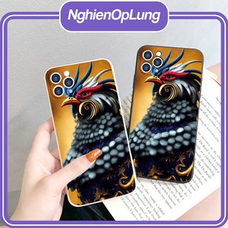 Ốp iphone ốp lưng iphone viền vuông bảo vệ camera 12 con giáp may mắn Con Gà dành cho IP6 đến IP14promax - li304