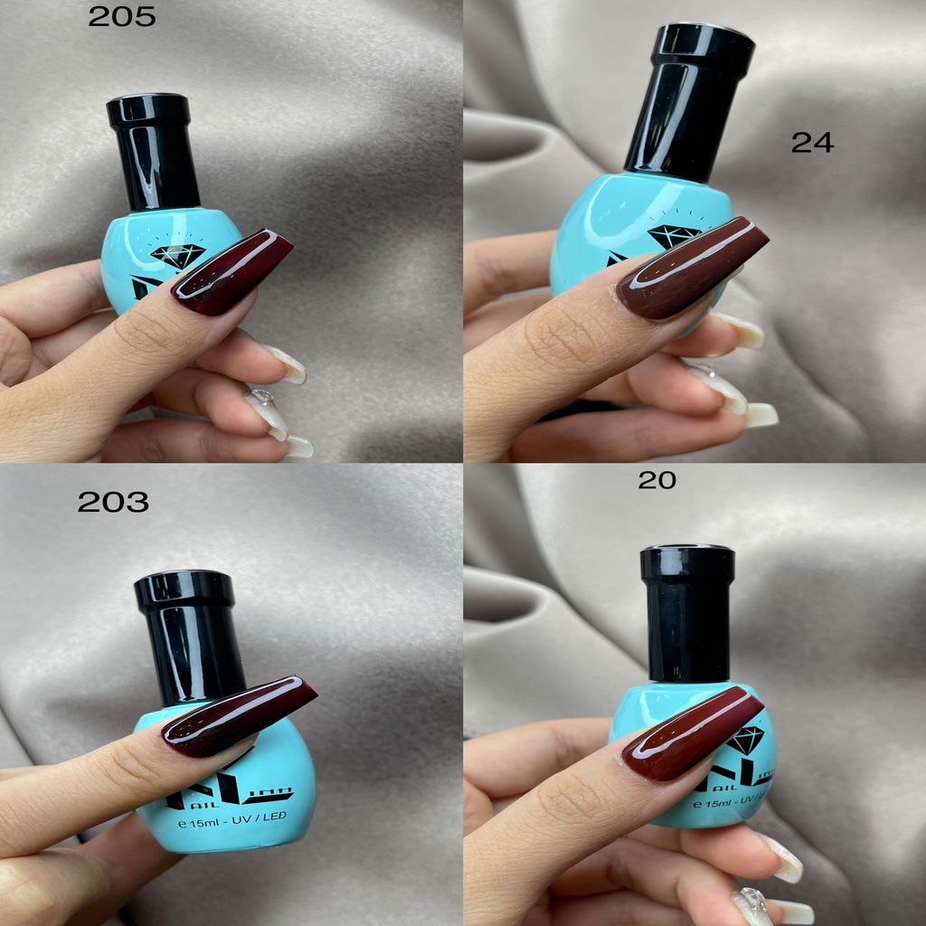 Sơn gel NL mẫu mới chai tròn chắc chắn  dùng máy hơ tone nhiều màu sắc đỏ hồng xanh các loại chai 15ml s2