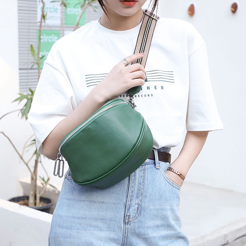 Túi Đeo Chéo Da Bò Hai Lớp Có Khóa Kéo Thời Trang Cho Nữ