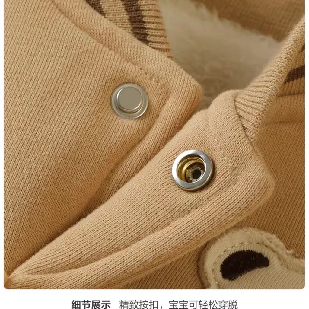 Áo Khoác Bóng Chày Lót Lông Cừu Dày Dặn Thời Trang Thu Đông Cho Bé Trai