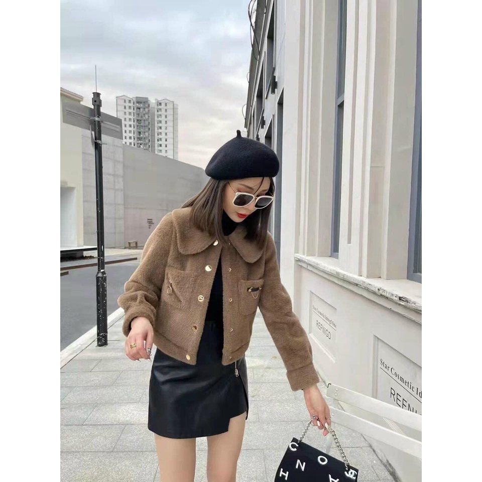 Áo dạ lông thỏ tag da túi khóa 3 màu (kèm ảnh thật)