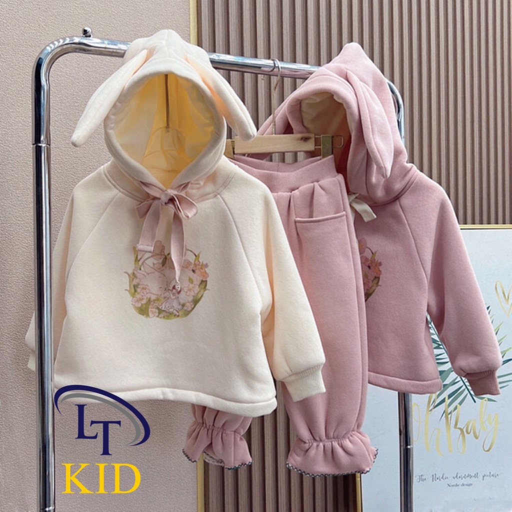 Bộ thu đông Bé Gái tai thỏ siêu xinh cho bé 6-18kg