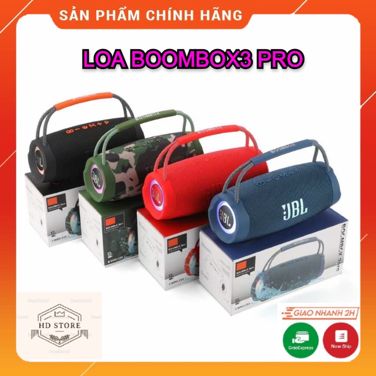 Loa Bluetooth Boombox 3 Pro Bass Mạnh Âm Thanh Lớn Cực Đỉnh Bluetooth 5.2 Thế Hệ Mới, Thiết Kế Cực Đẹp Bảo Hành 12 Tháng