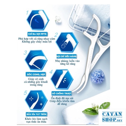 Hộp 50 Cây Tăm Chỉ Nha Khoa Dental Flossers Giúp Làm Sạch Răng, Loại Bỏ Mảng Bám Thức Ăn GD624-TamNK